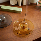 Glas-Räucherstäbchenhalter mit Ascheauffangschale