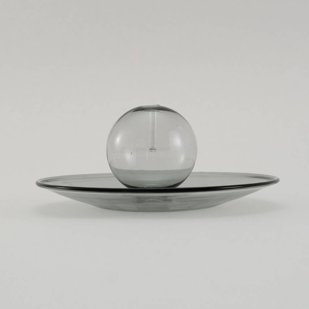 Glas-Räucherstäbchenhalter mit Ascheauffangschale