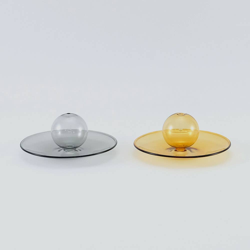 Glas-Räucherstäbchenhalter mit Ascheauffangschale