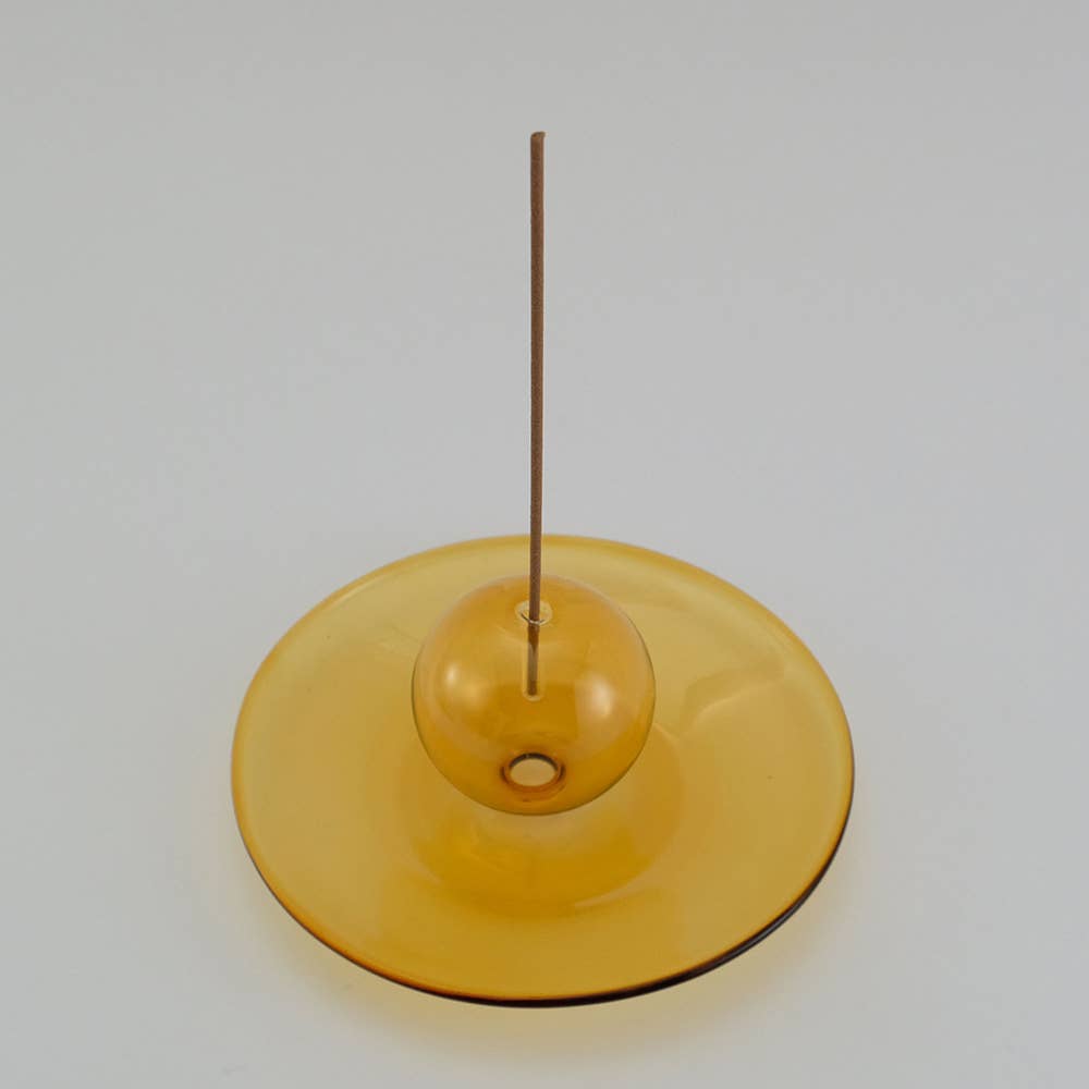 Glas-Räucherstäbchenhalter mit Ascheauffangschale