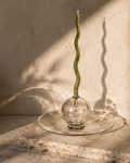 Glas-Räucherstäbchenhalter mit Ascheauffangschale