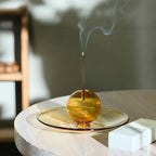 Glas-Räucherstäbchenhalter mit Ascheauffangschale